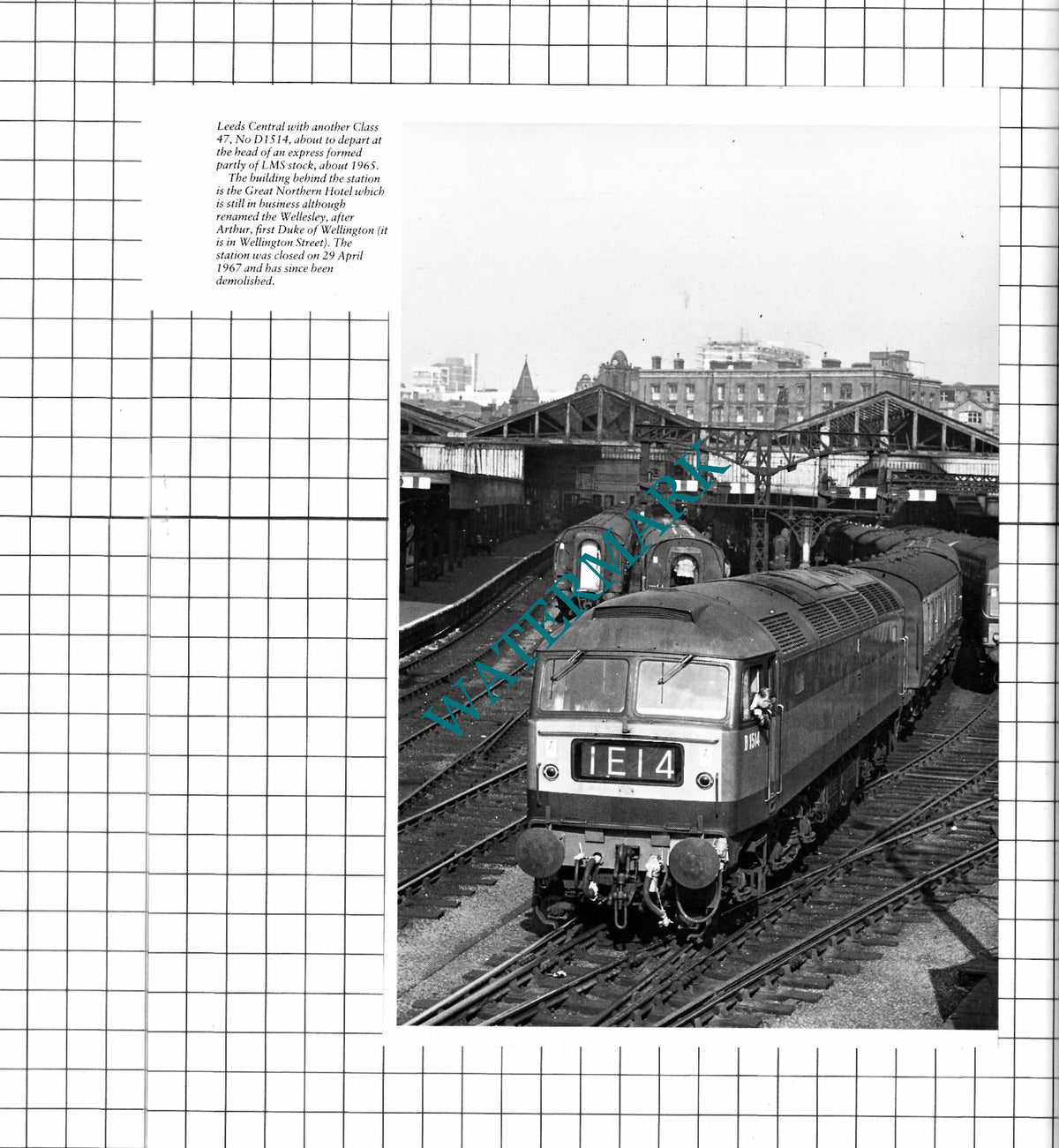 Leeds Central Railway Station  Engine No D1514  -   Cutting / Print