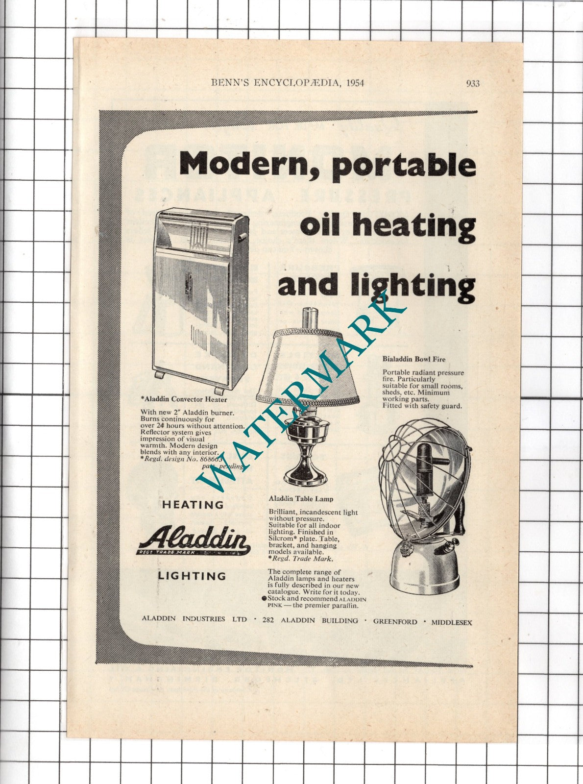 Aladdin Industries Ltd Greenford Middlesex / Monitor Engineering - 1954 Advert
