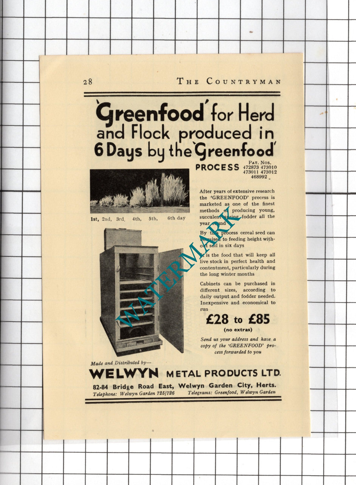 Welwyn Metal Products Ltd  Greenfood / The Ruberoid Co Ltd London - 1938 Advert