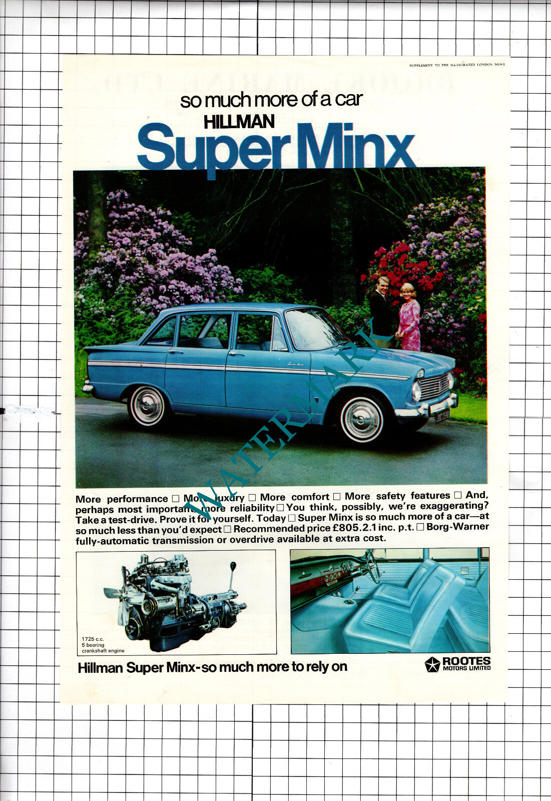 Hillman Super Minx Car Advert - 1966 ADVERT