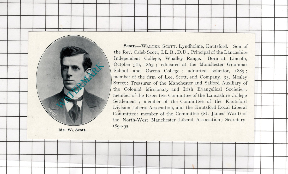 Ernest Butler Rowley Manchester Walter Scott Lyndholme Knutsford  c.1900 Cutting