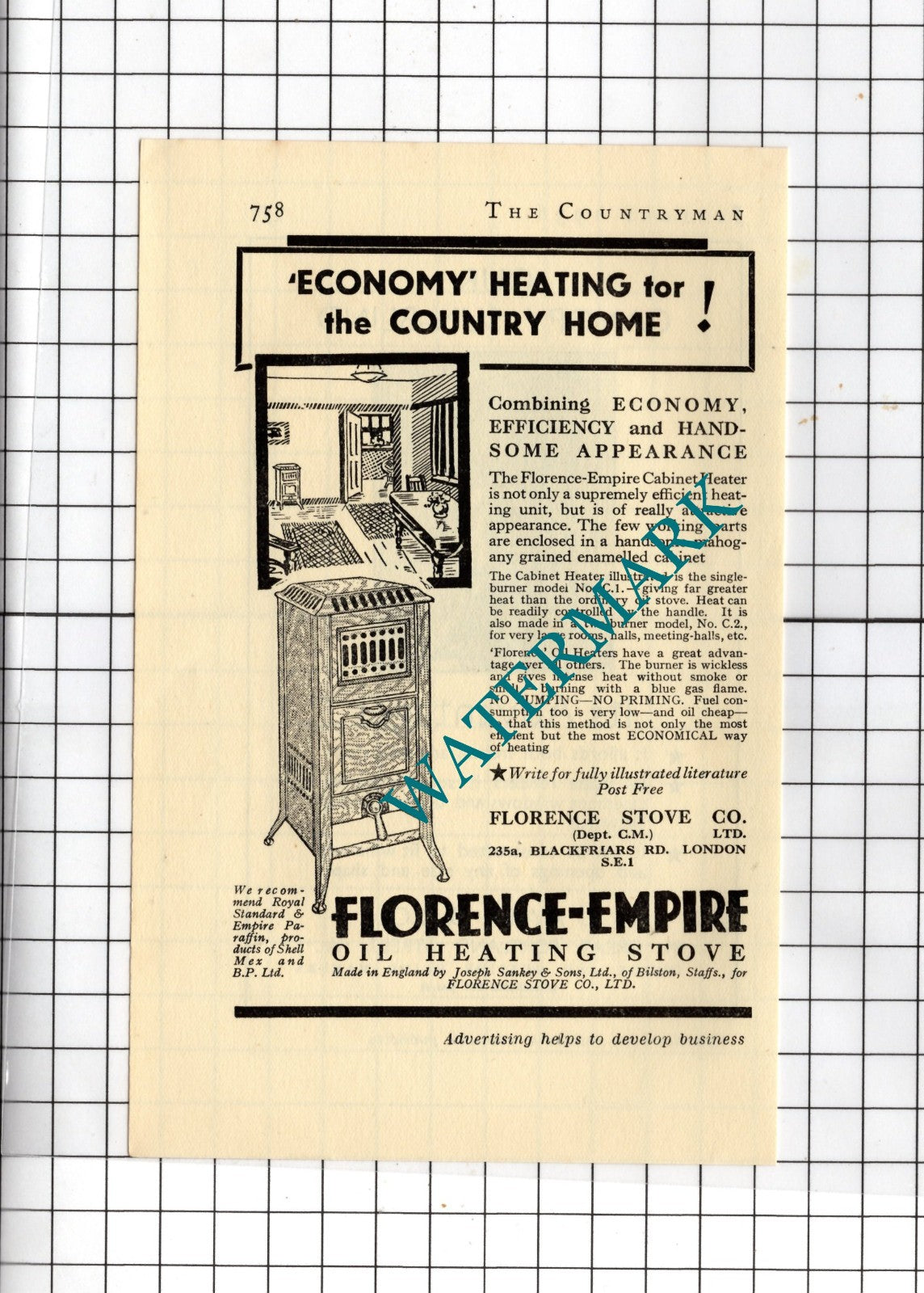 Florence-Empire Joseph Sankey & Sons / J Avery & Co London - 1936 Small Advert