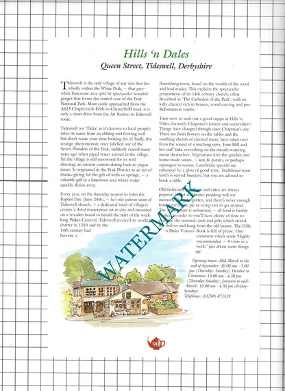 Greystones Leek Staffordshire / Hills 'n Dales Tideswell Tea Room  c.2001 Advert