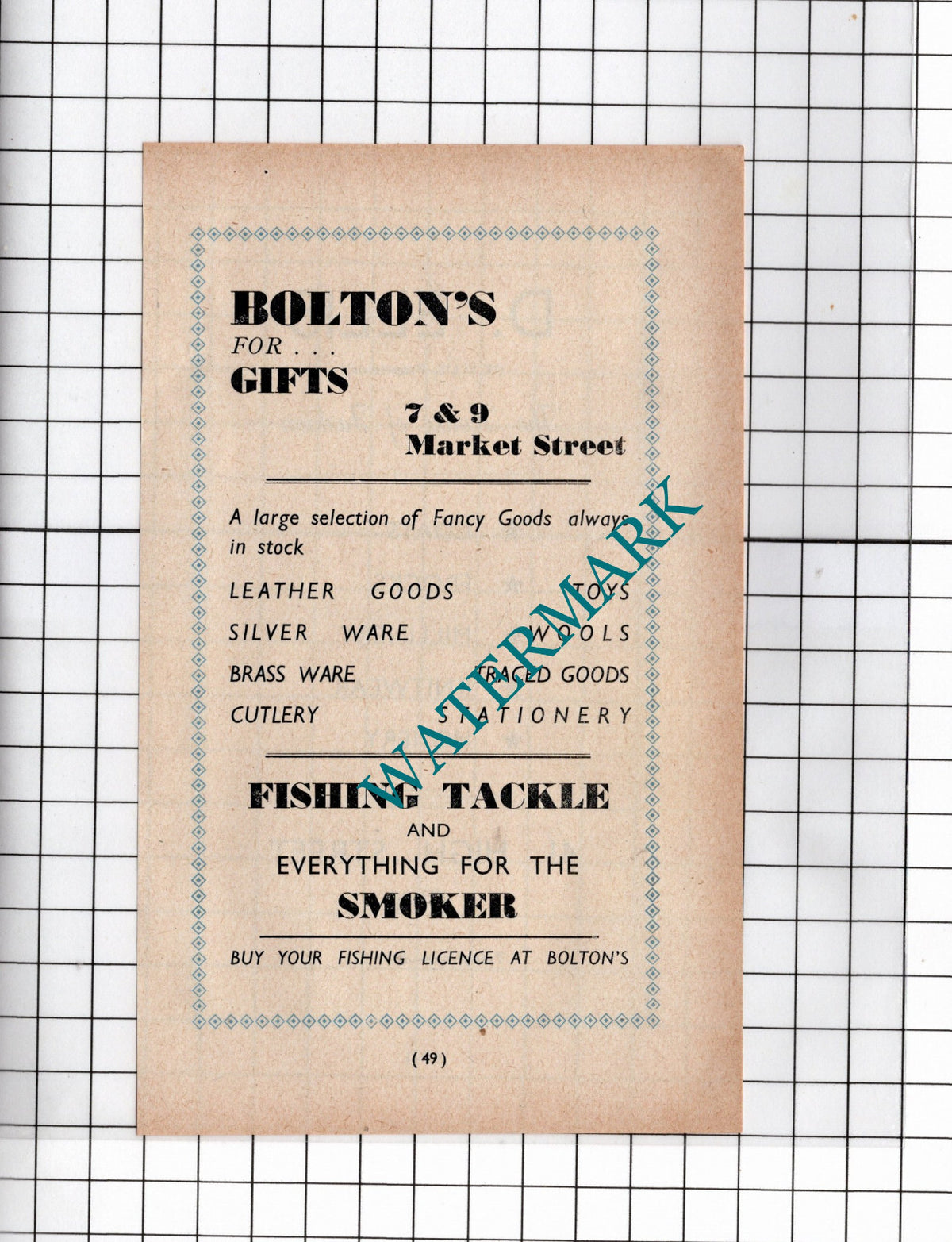 Bolton's Gifts Ely Cambridgeshire / D Ellis House Of Fashion - 1949 SMALL Advert