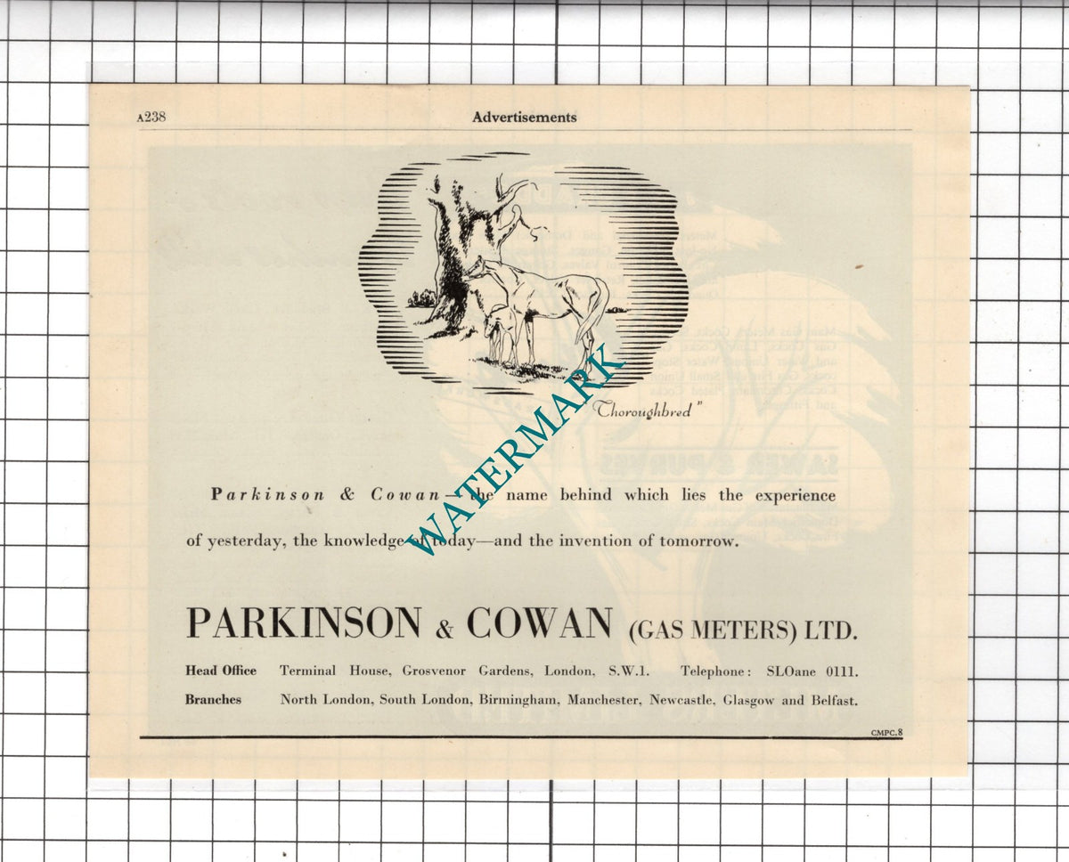 Parkinson & Cowan Gas Meters London / J & J Braddock Manchester  - 1951 Advert