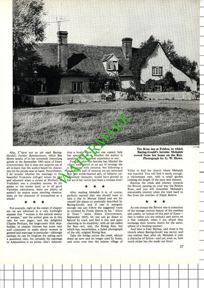 Rev Sabine Baring-Gould East Mercea Essex Rose Inn Peldon Essex - 1968 Article