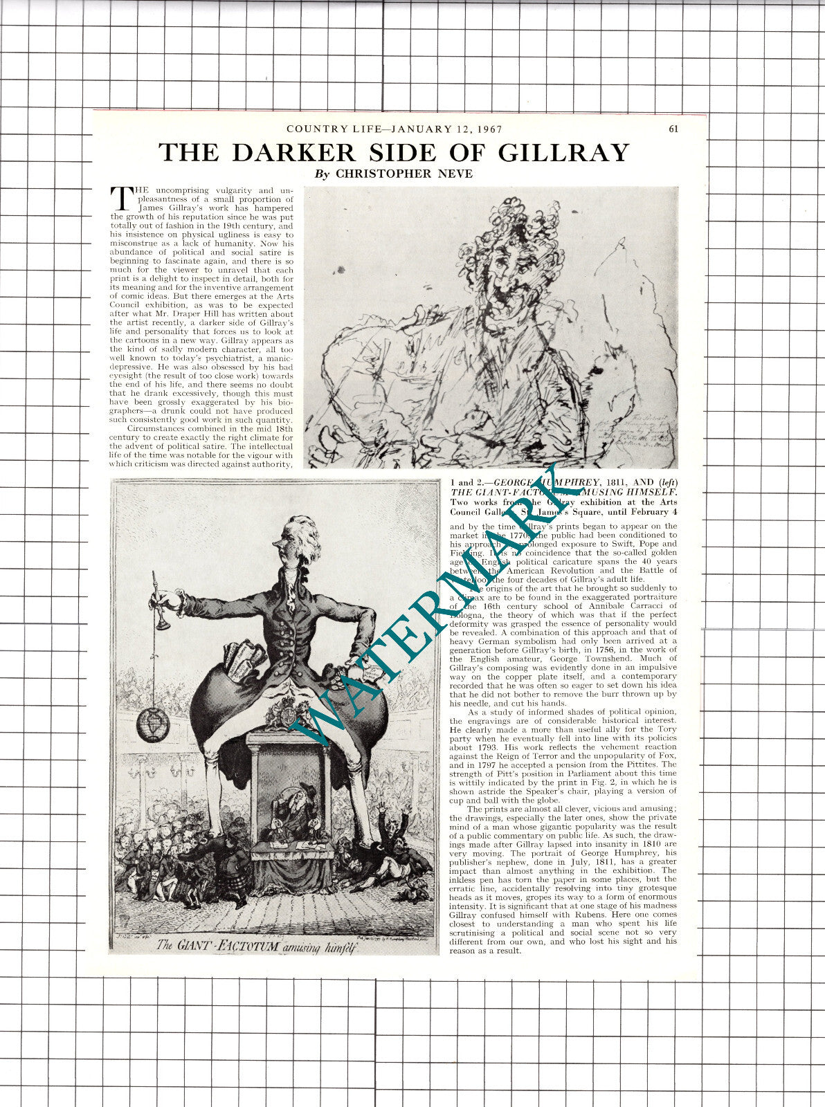 James Gillray Caricaturist  - 1967 Article