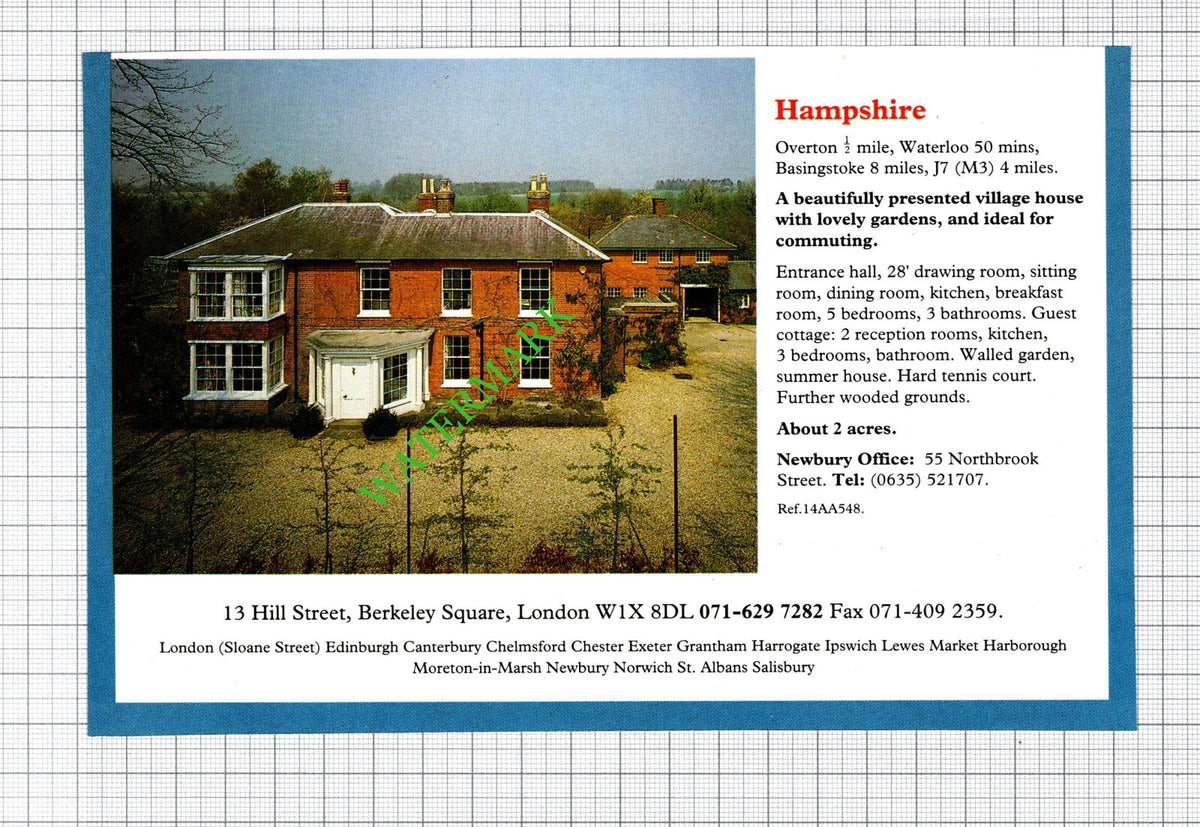 Overton Hampshire  House Sale Advert  - 1991 Cutting