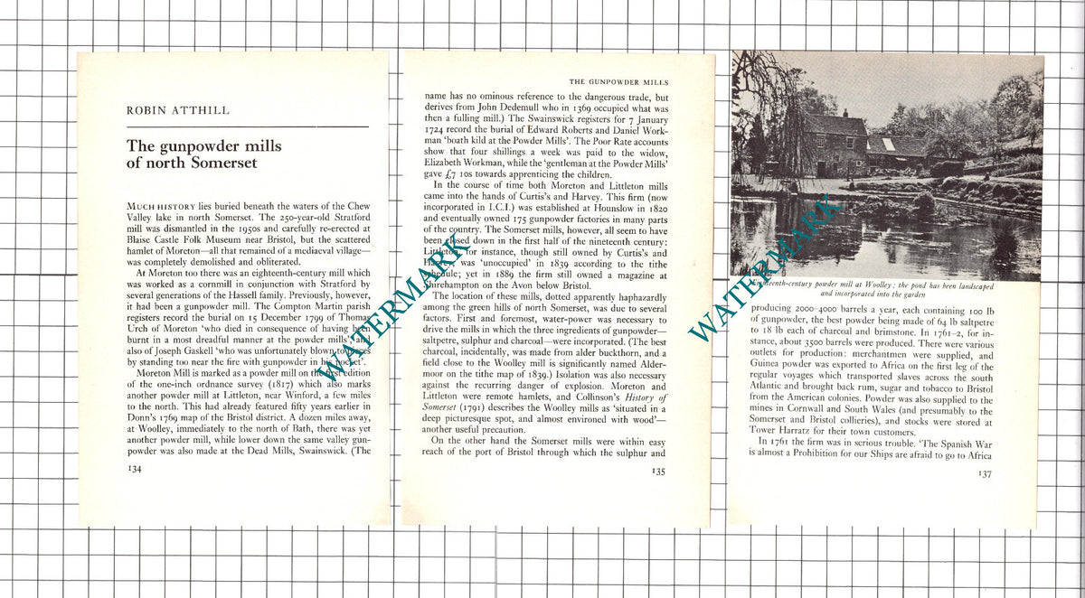 North Somerset Gunpowder Mills - 1971 Article/ Print