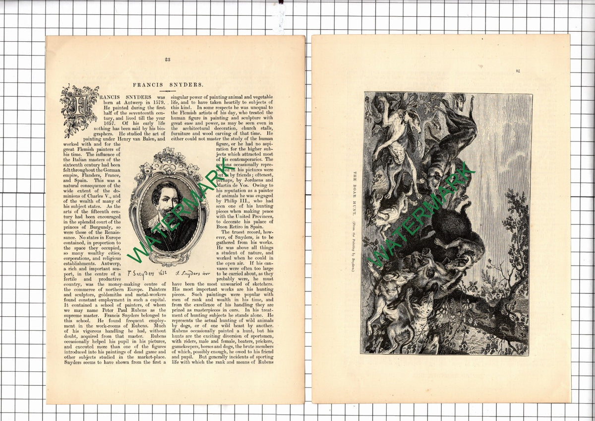 Francis Snyders Artist - c.1880 Article