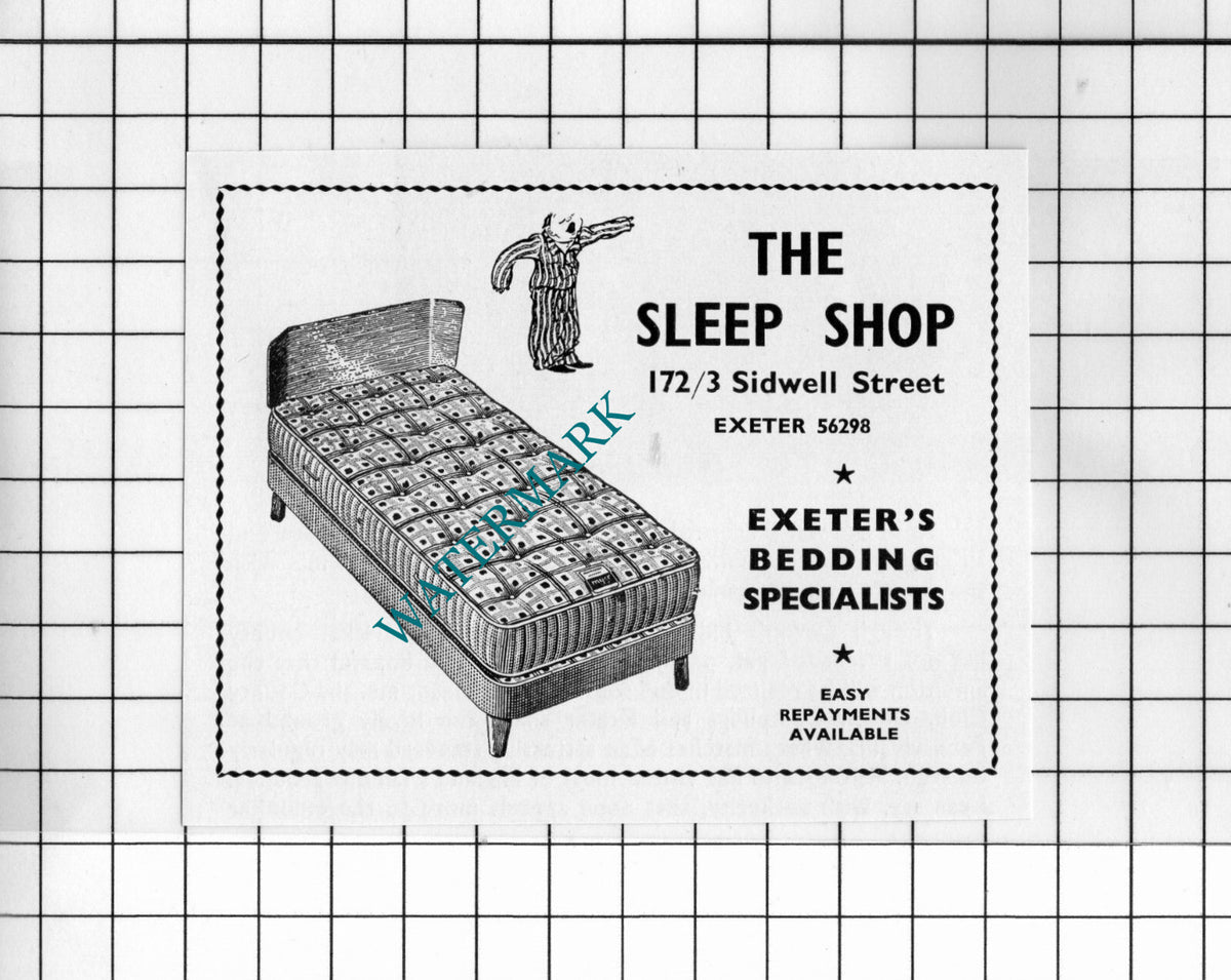 The Sleep Shop Exeter Devon    - 1957 Small Advert