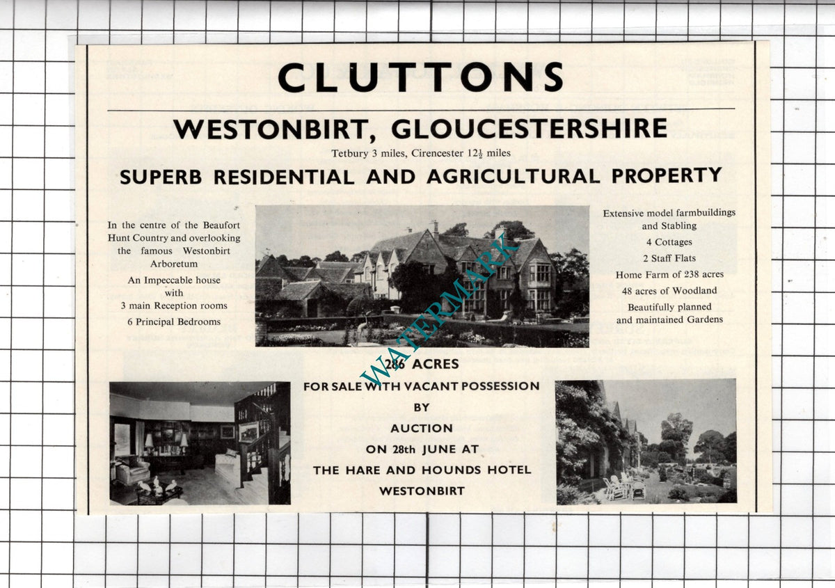 Westonbirt Gloucestershire House Sale Advert - 1967