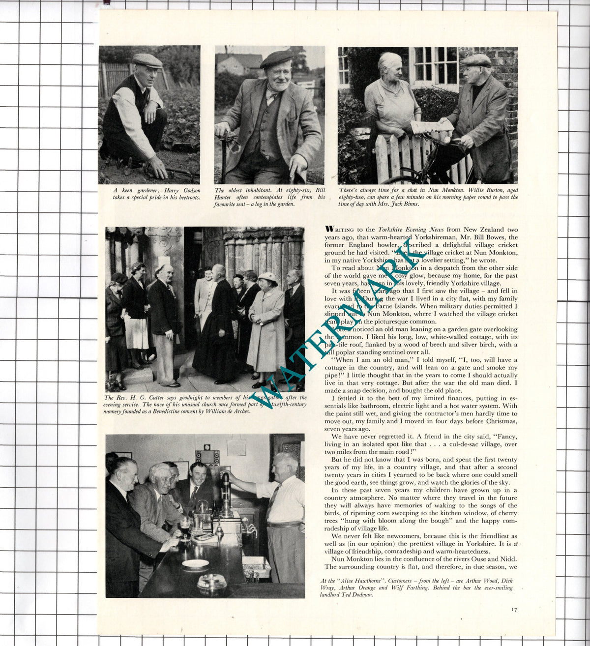 Nun Monkton Yorkshire  Willie Burton Wilf Farthing Ted Dodman - 1956 Article