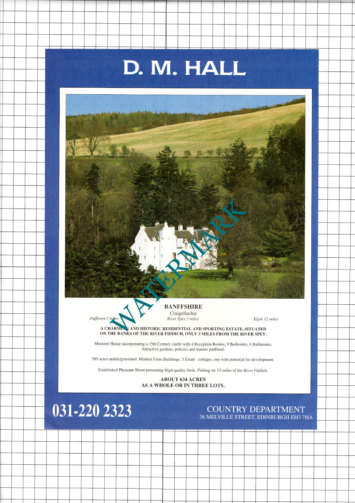 Craigellachie Banffshire /  Pewit Hall Hunsterson Cheshire  - 1991 Sale Advert