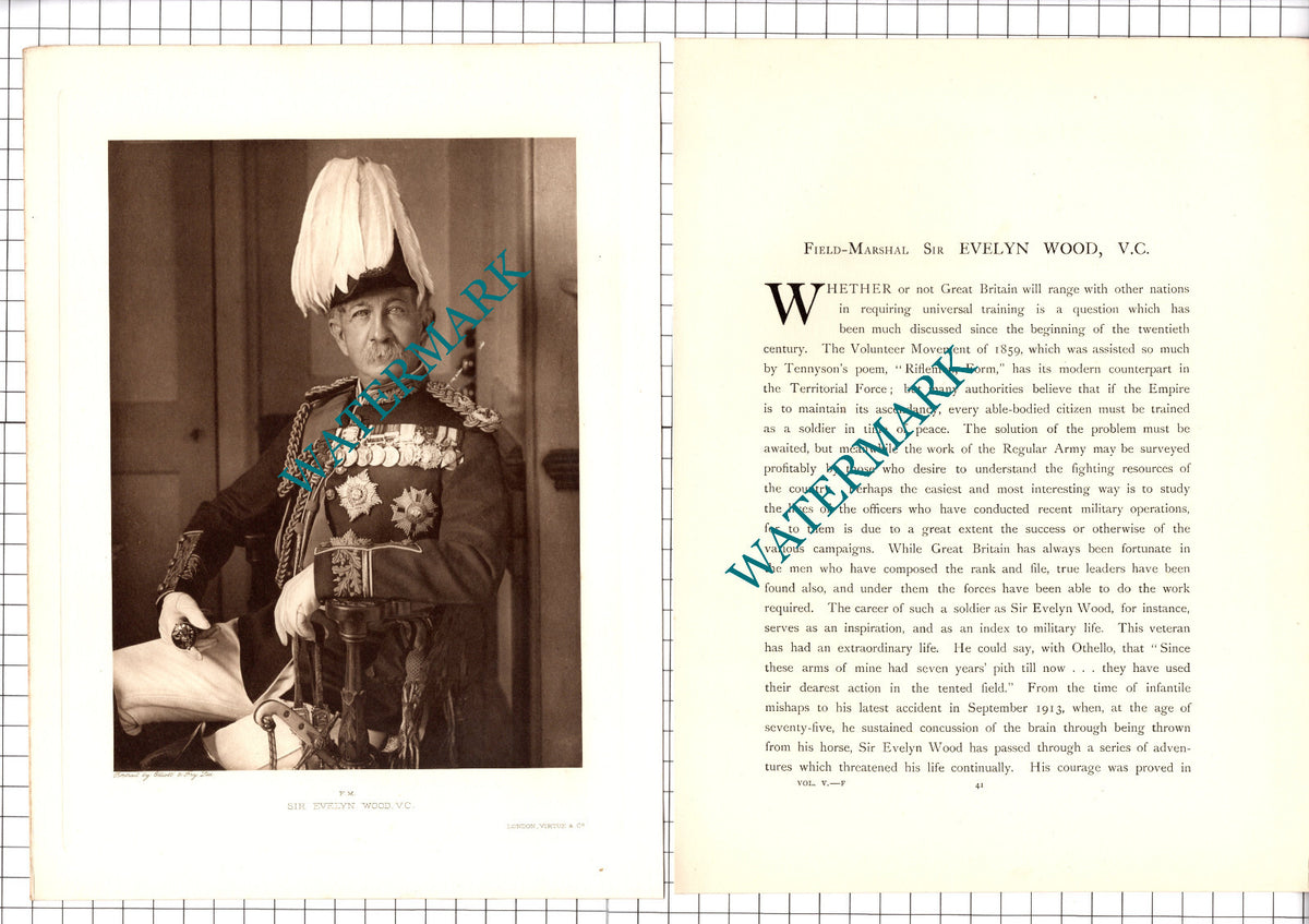 Field Marshal Sir Evelyn Wood -  1920's Article / Print