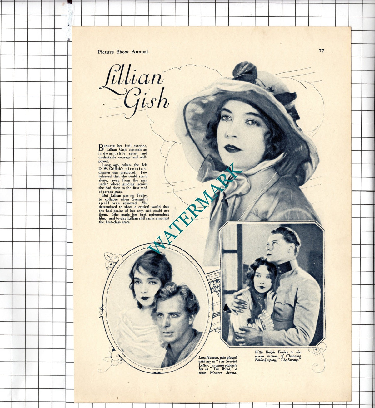Lillian Gish Actress - 1929 Clipping