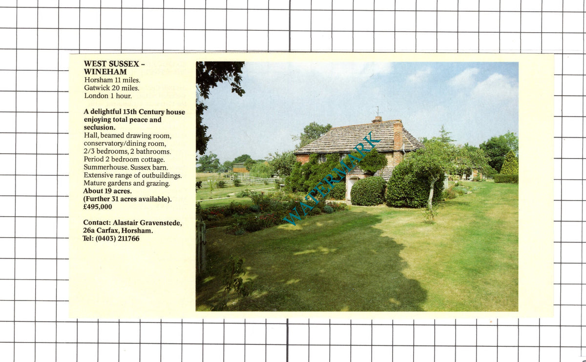 Wineham Sussex  / Chipping Campden Gloucestershire House Sale - 1991 Advert