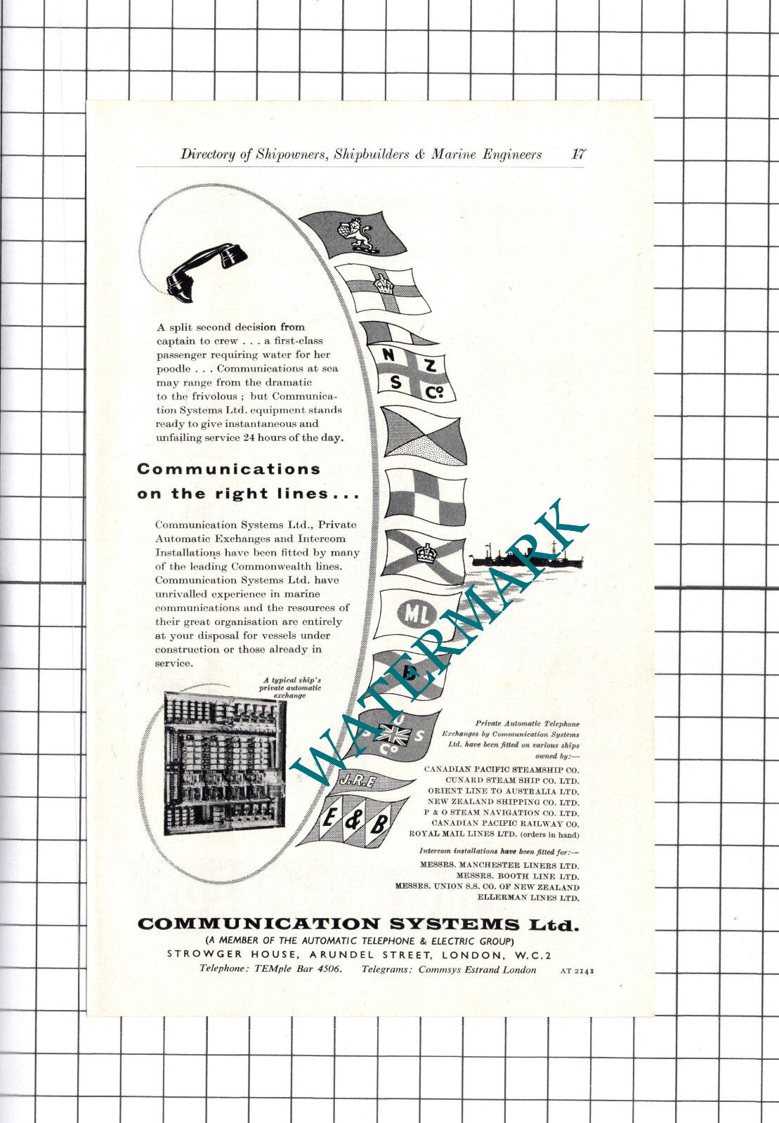 Communications Systems Ltd / Linkleters Ltd North Shields ADVERT- c.1957