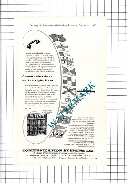 Communications Systems Ltd / Linkleters Ltd North Shields ADVERT- c.1957