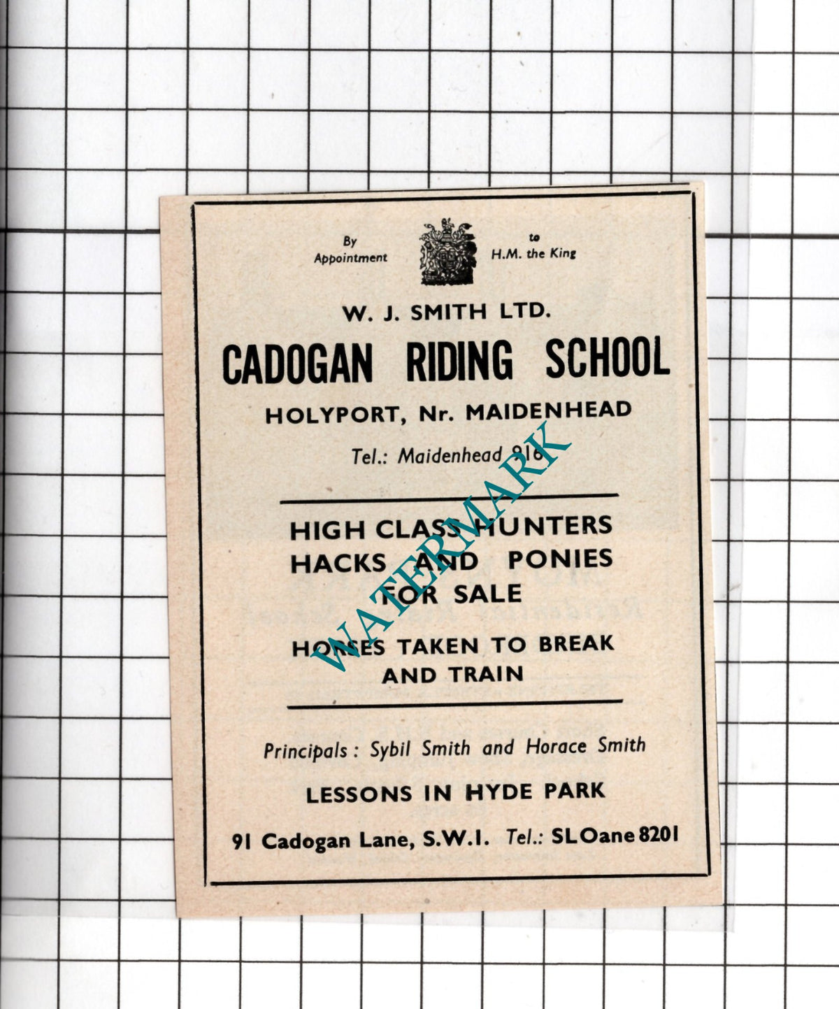 WJ Smith Ltd Cadogan Riding / Moyns Park Birdbrook Essex - 1949 Small Advert