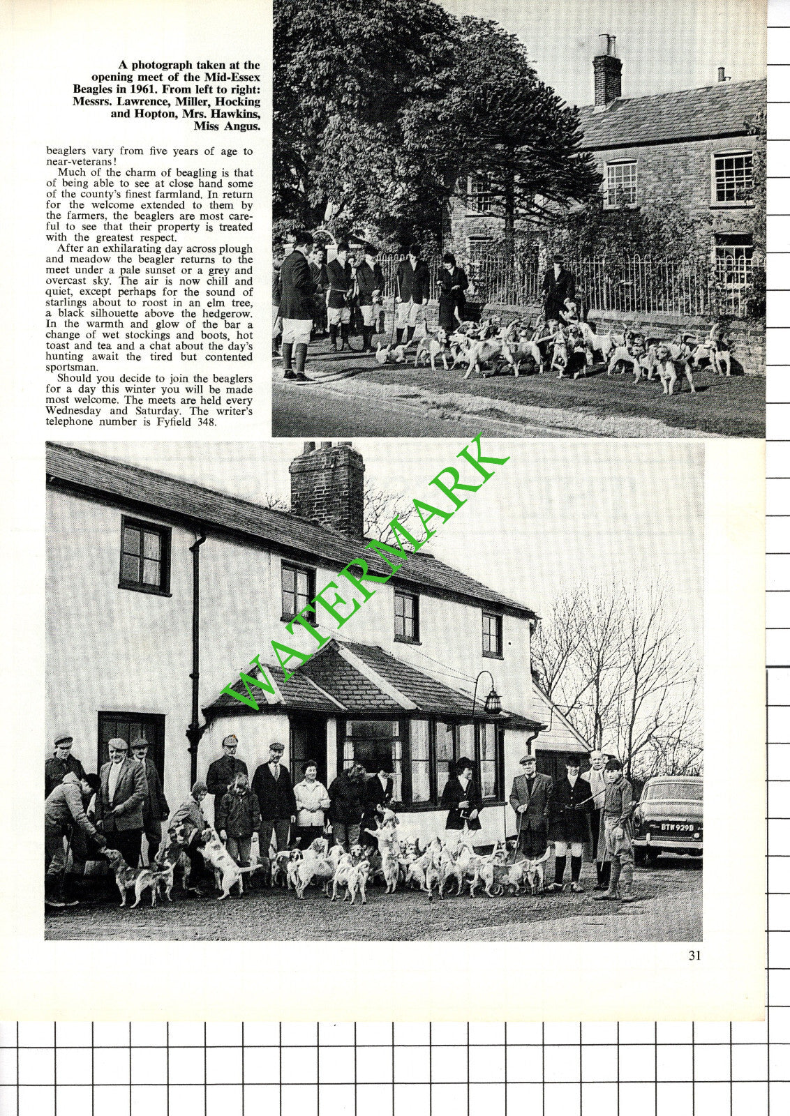 Mid-Essex Beagles Bill Knight Hornchurch Essex Dunford-Hawkins - 1968 Article