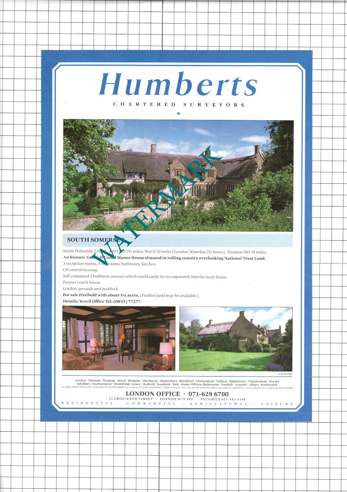 South Petherton Somerset Manor House Sale Advert - 1991 Clipping / Print