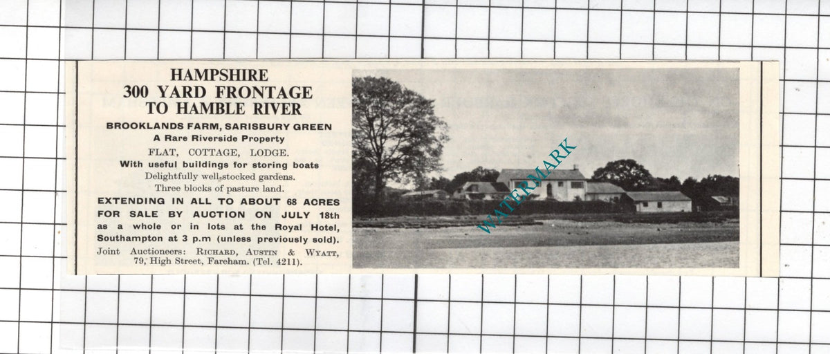 Brooklands Farm Sarisbury Green Hampshire  - 1967 House Sale Advert