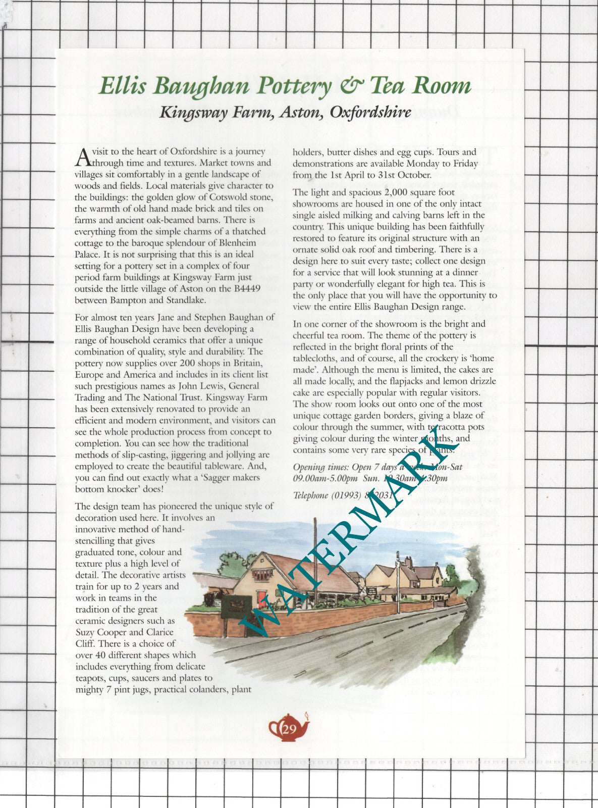 Hillers Tea Room Dunnington Heath Farm Ellis Baughan Pottery Aston c.2001 Advert