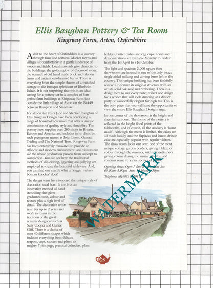 Hillers Tea Room Dunnington Heath Farm Ellis Baughan Pottery Aston c.2001 Advert
