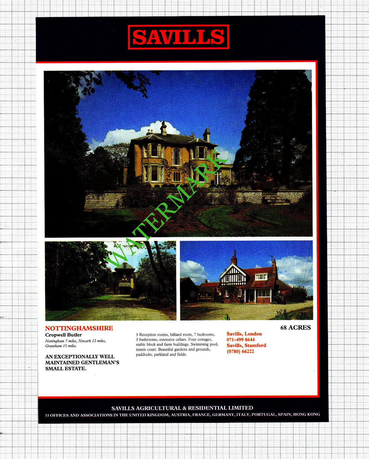 Cropwell Butler / Broughton Oxfordshire House Sale Advert - 1991 Cutting