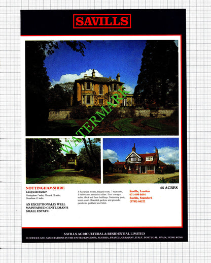 Cropwell Butler / Broughton Oxfordshire House Sale Advert - 1991 Cutting
