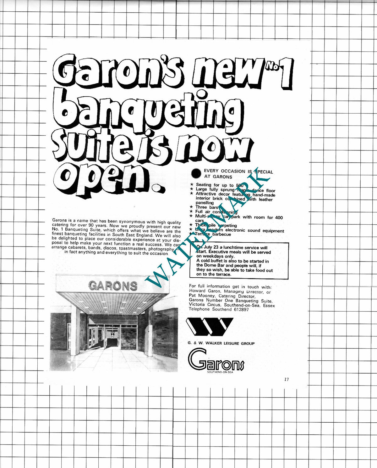 Garons Southend On Sea Essex Advert Howard Garon - 1973 Clipping / Print