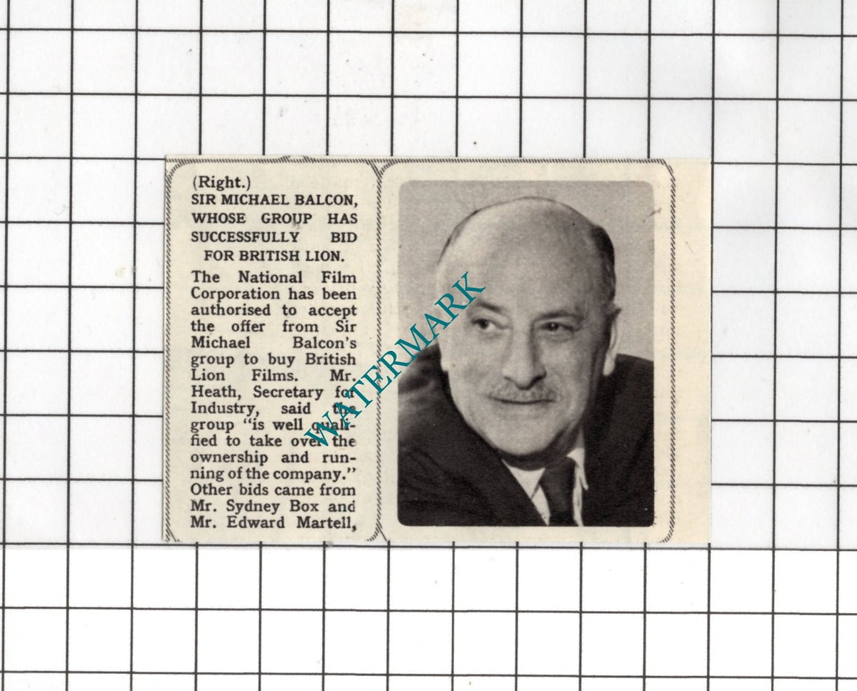 Sir Michael Balcon -   1964 Small Clipping
