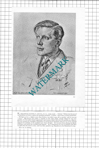 F/Lt N Orton / F/O W M Sizer   WW2 Pilot - 1942 Book Print & Short Text