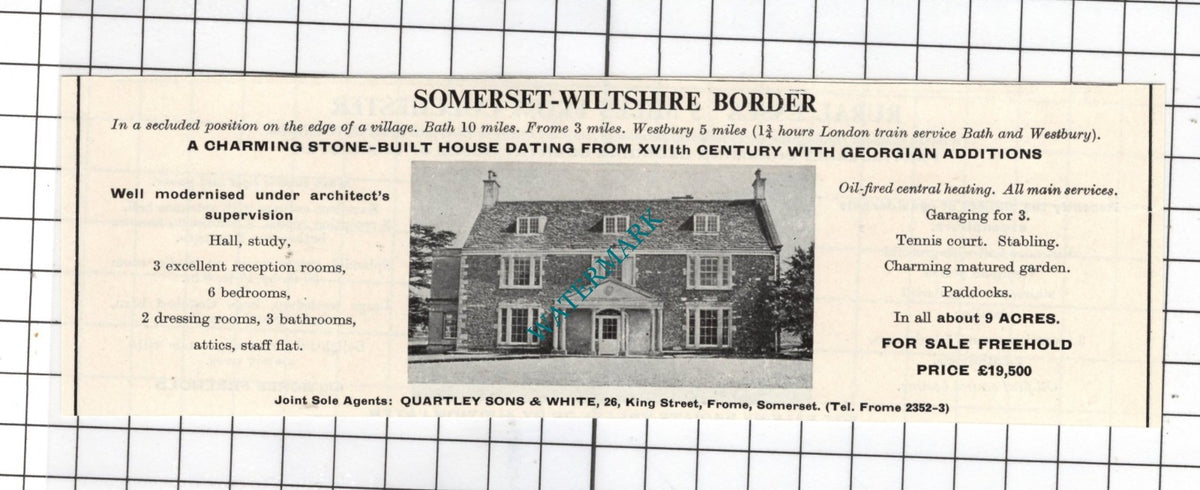 Frome Somerset   - 1967  House Sale Advert