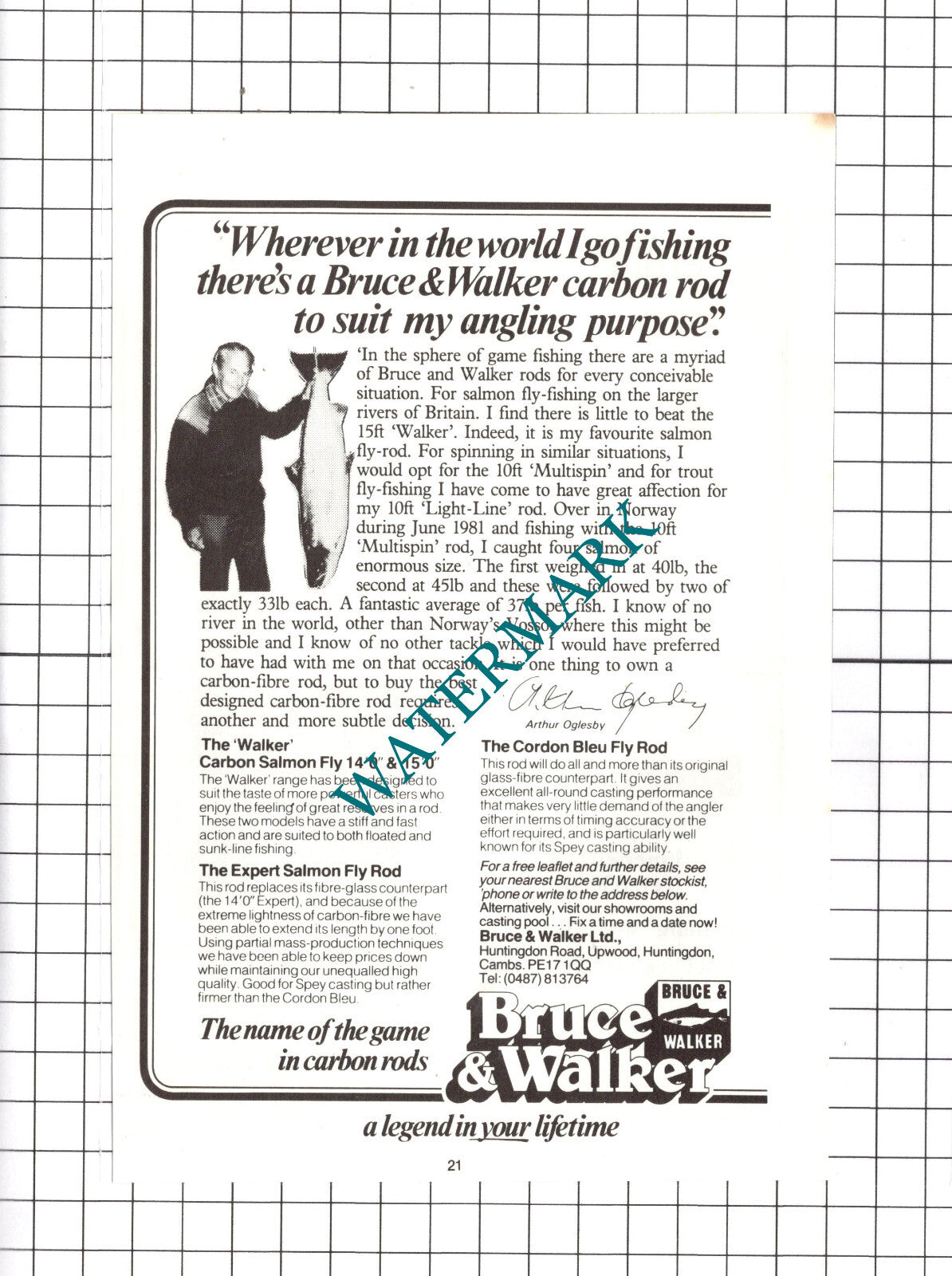 Arthur Oglesby Bruce & Walker Huntingdon Advert  - c.1984 Clipping / Print