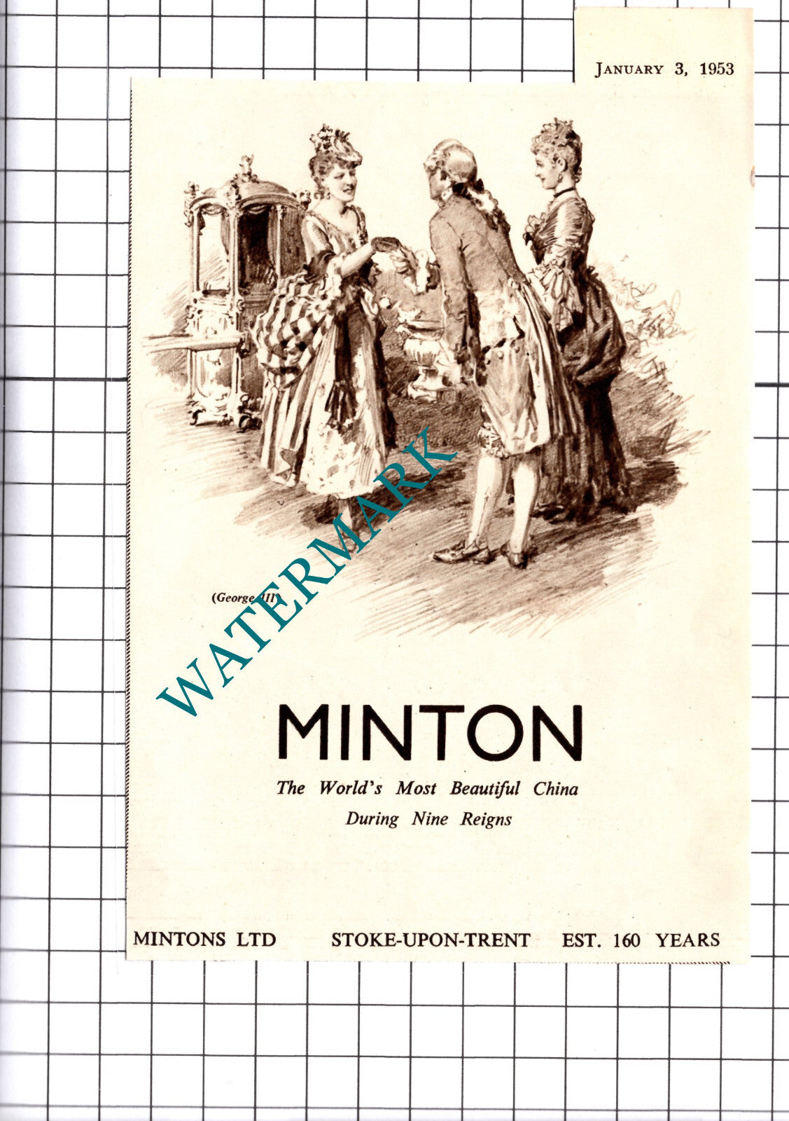 Mintons Ltd Stoke-Upon-Trent Minton China Advert - 1953 Small Cutting