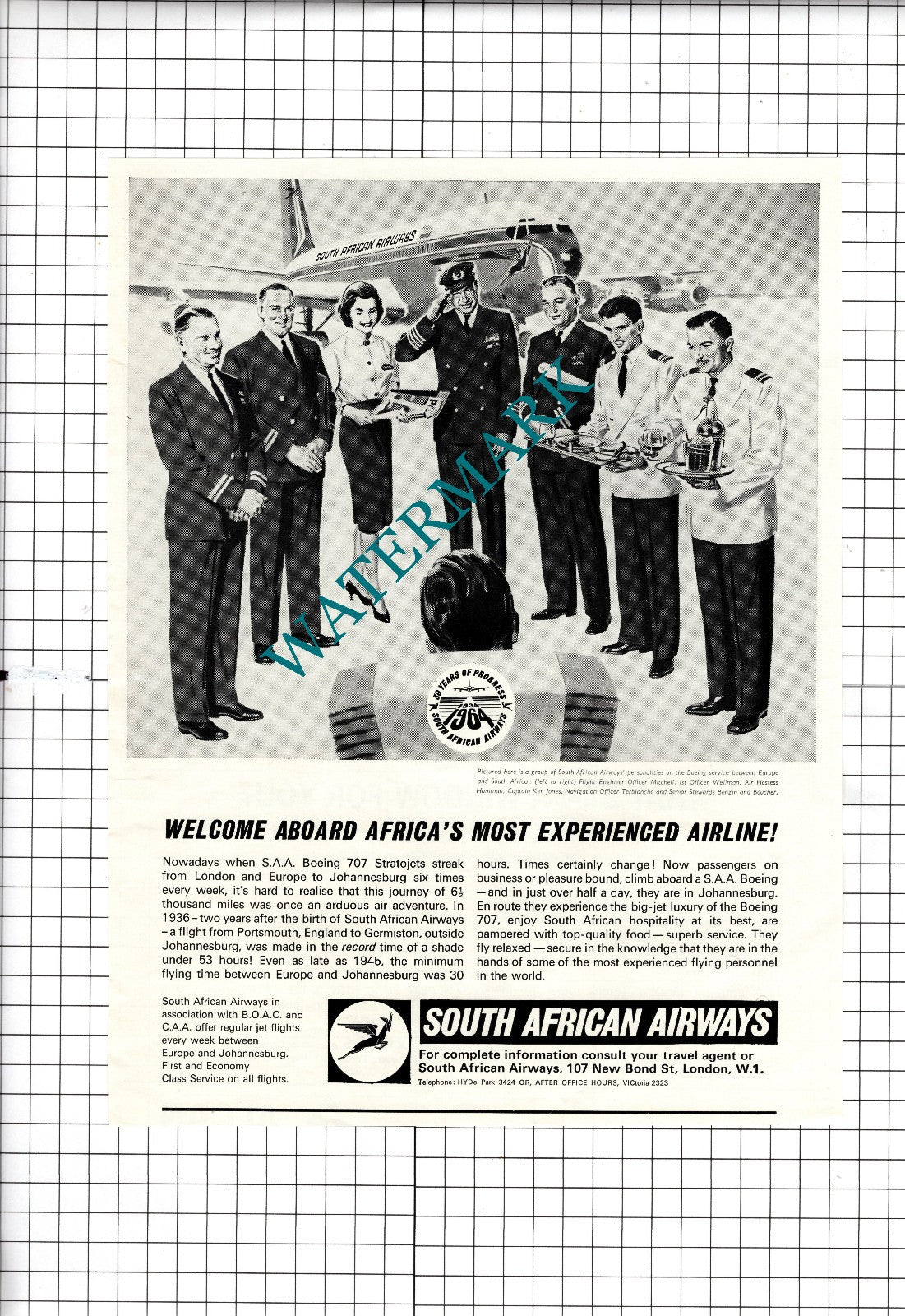 South African Airways Hammon Terblanche Benzin Boucher Wellman - 1964 Advert