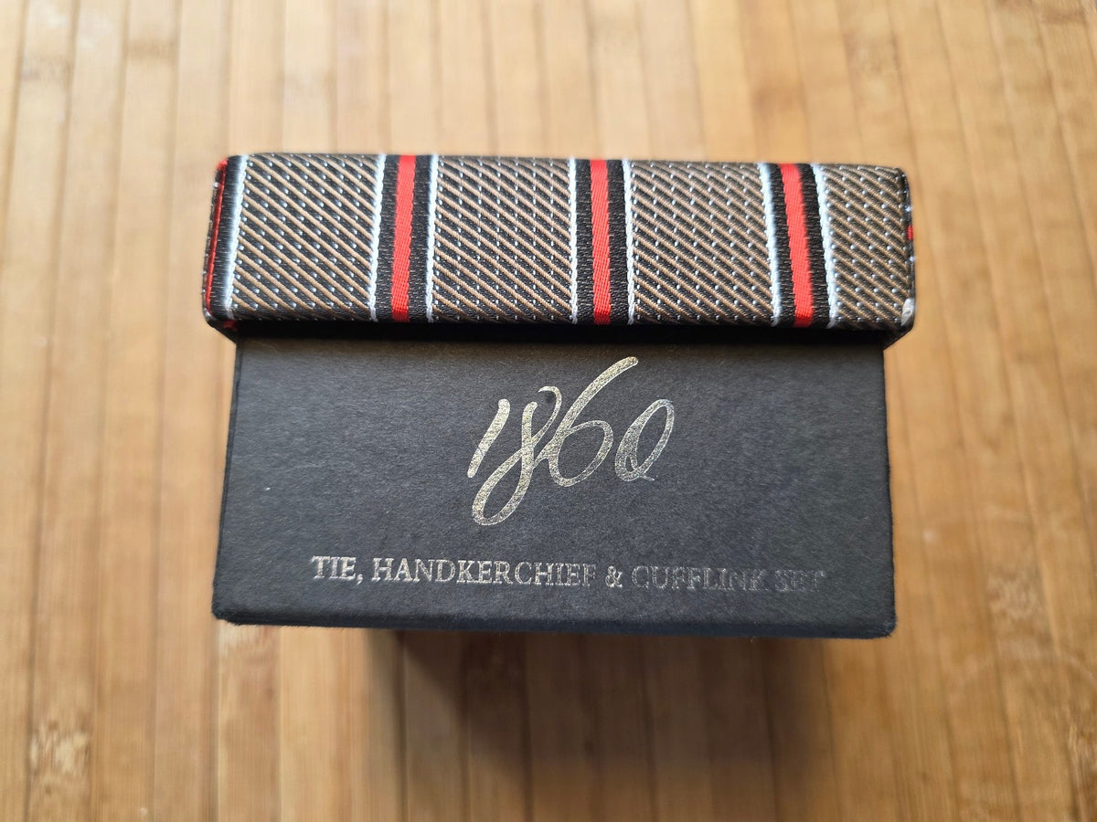 Vintage Boxed "1860"  Tie Handkerchief & Cufflink Set - Unused