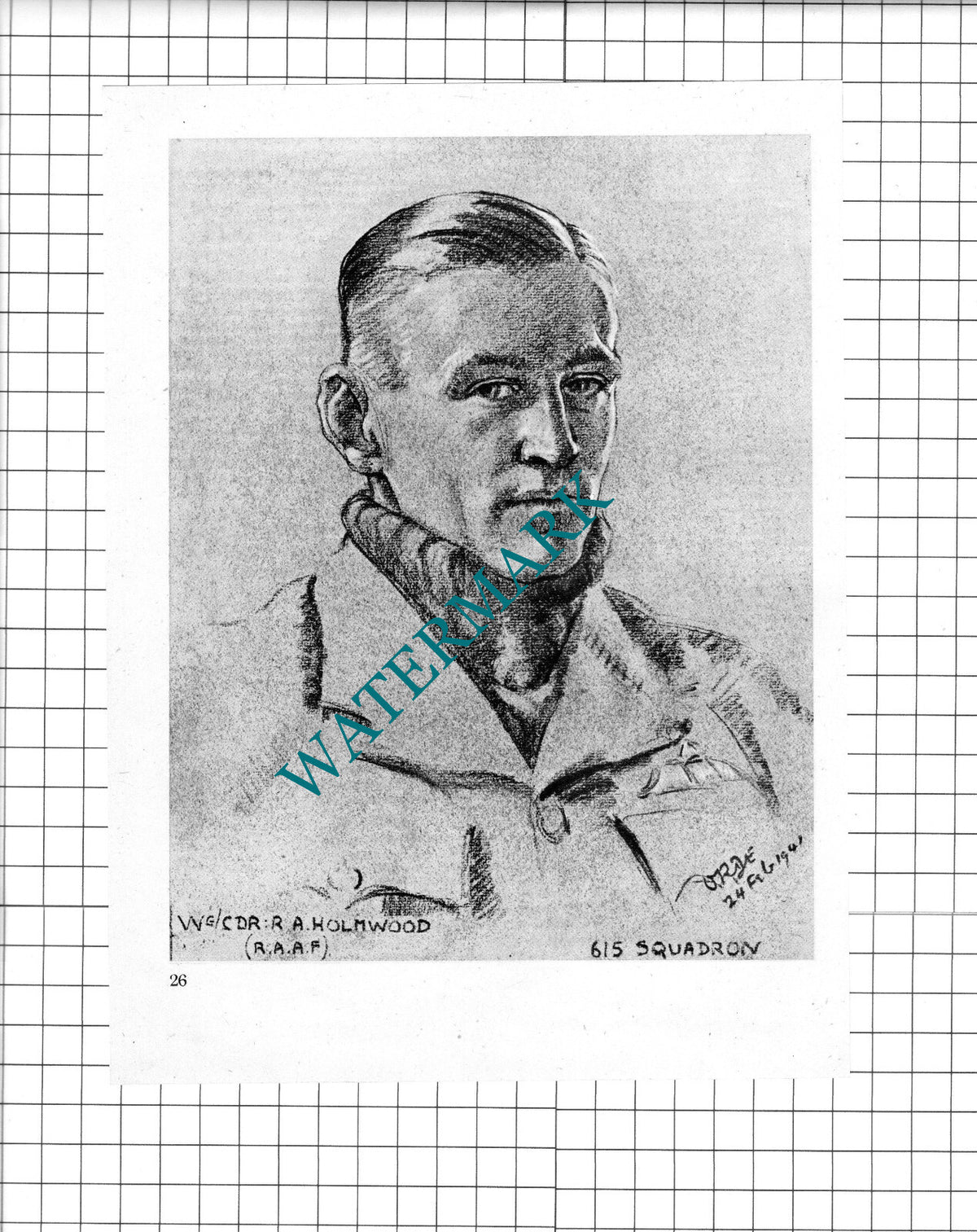 W/Cmdr R A Holmwood /  Flt Lt W D David  WW2 Pilot - 1942 Book Print