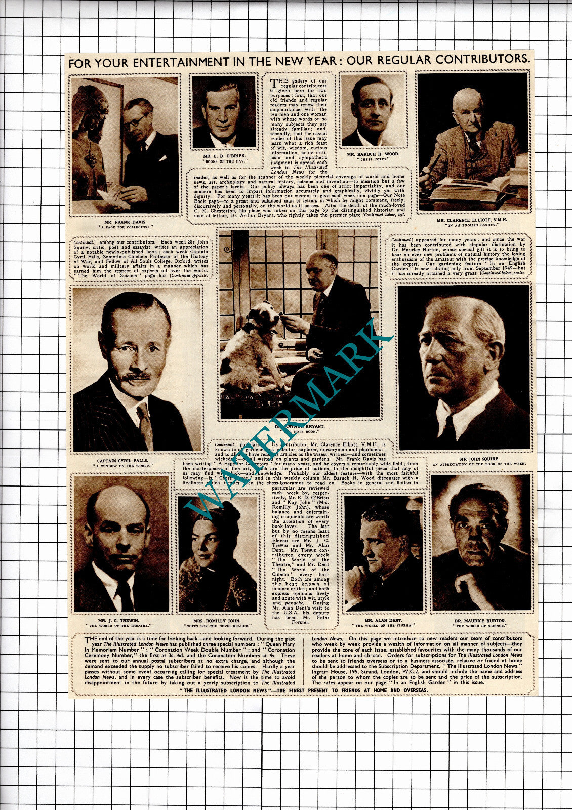 Clarence Elliott Cyril Falls Arthur Bryant Romilly John Baruch Wood 1953 Cutting