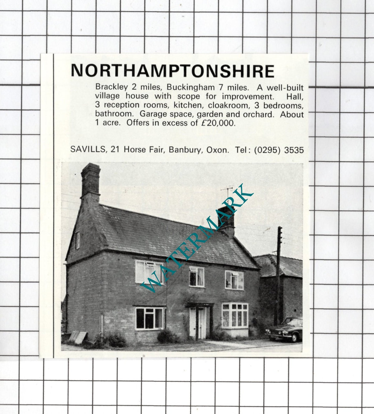 Brackley Northamptonshire House Sale Advert - 1972