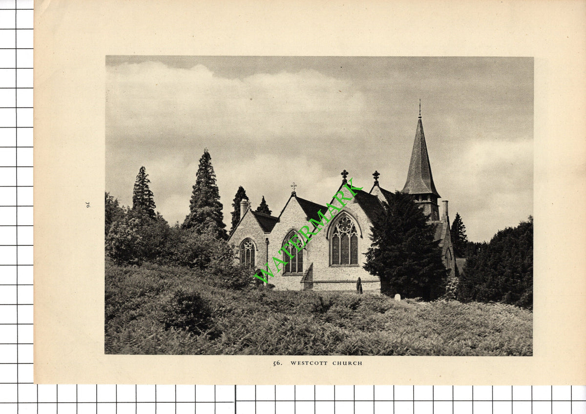 Westcott Church Surrey  - 1949 Book Print