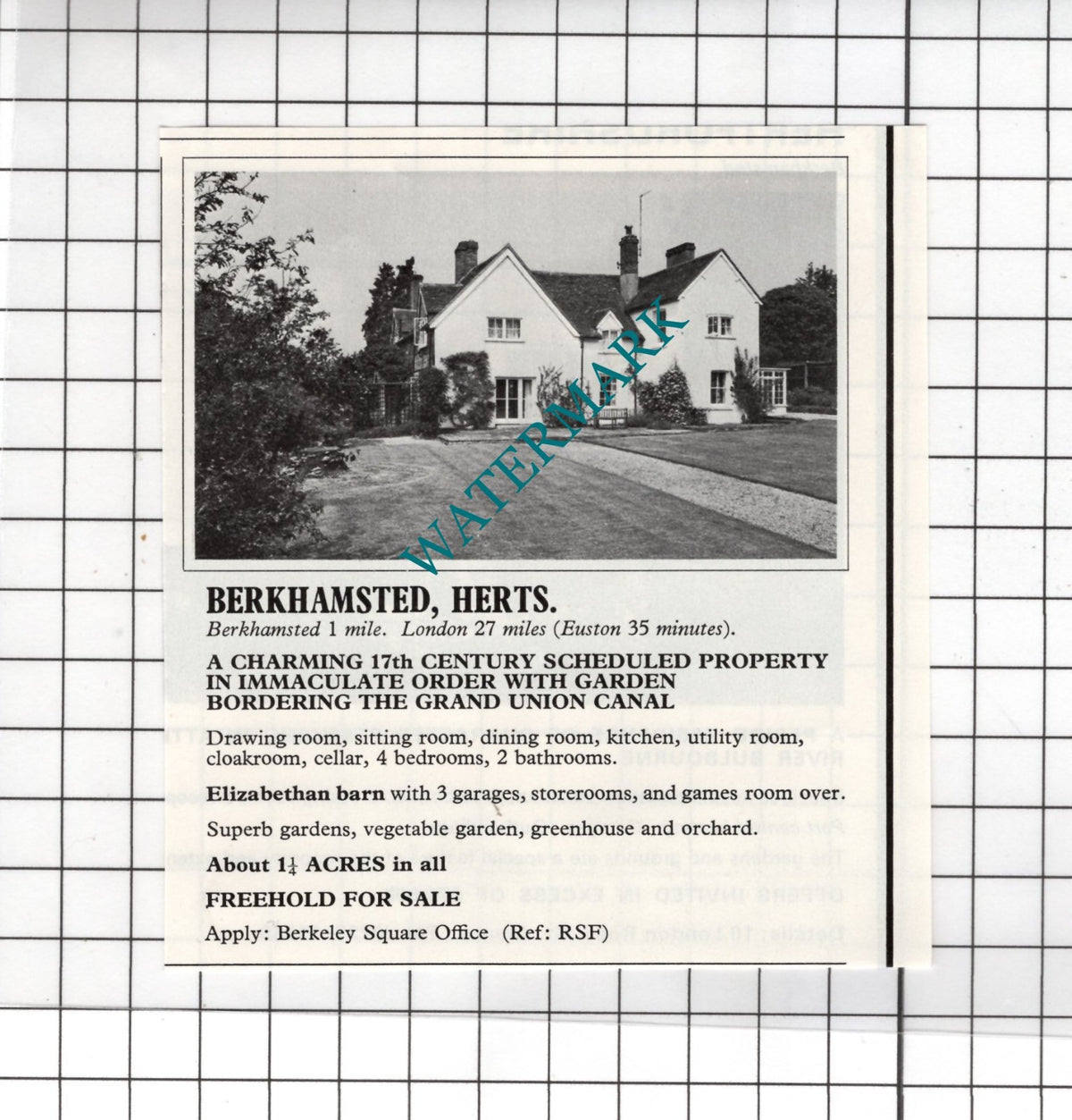 Berkhamsted Hertfordshire Small House Sale Advert - 1978