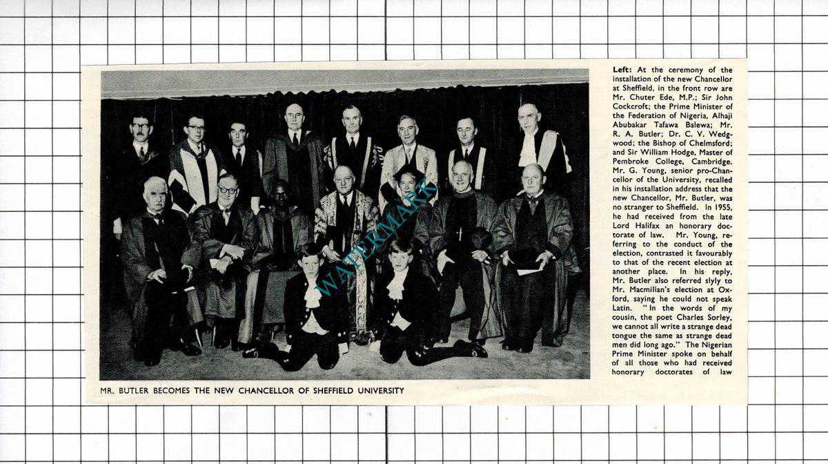 Sheffield University Mr RA Butler Chuter Ede Cockcroft - 1960 Clipping / Print