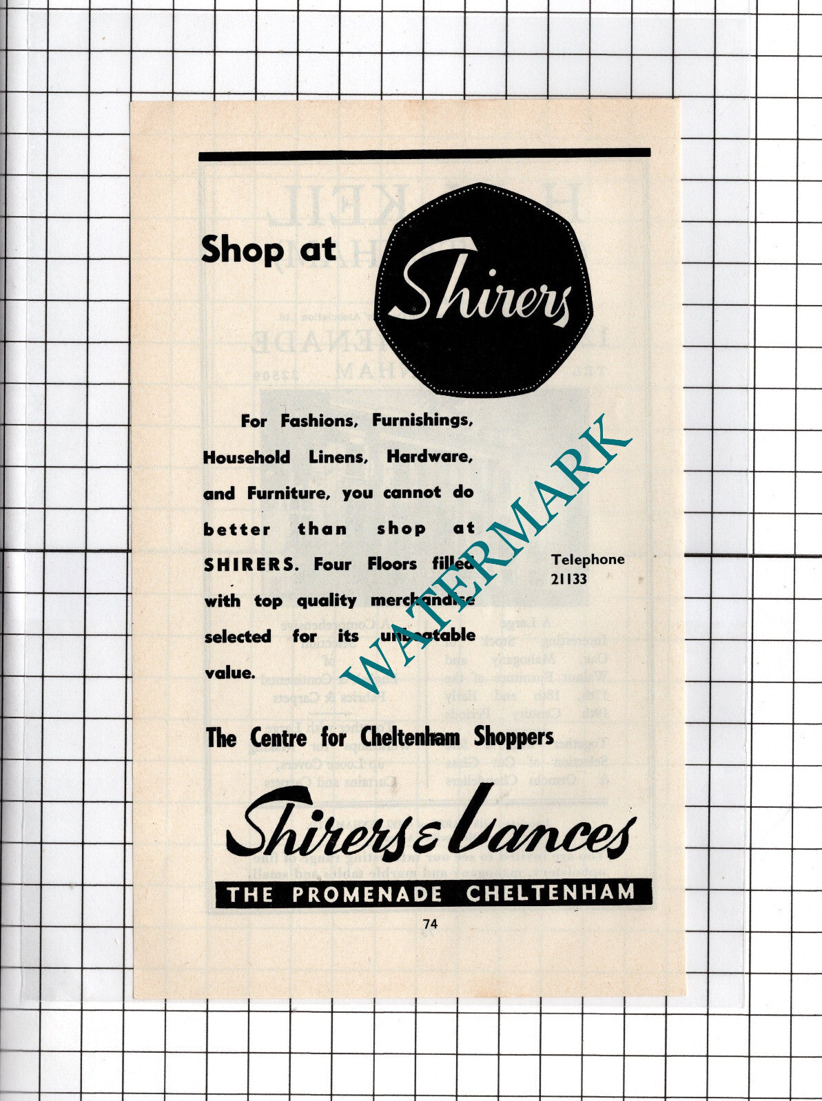 H W Keil Cheltenham Ltd / Shirers & Lances Cheltenham -  1970's Advert