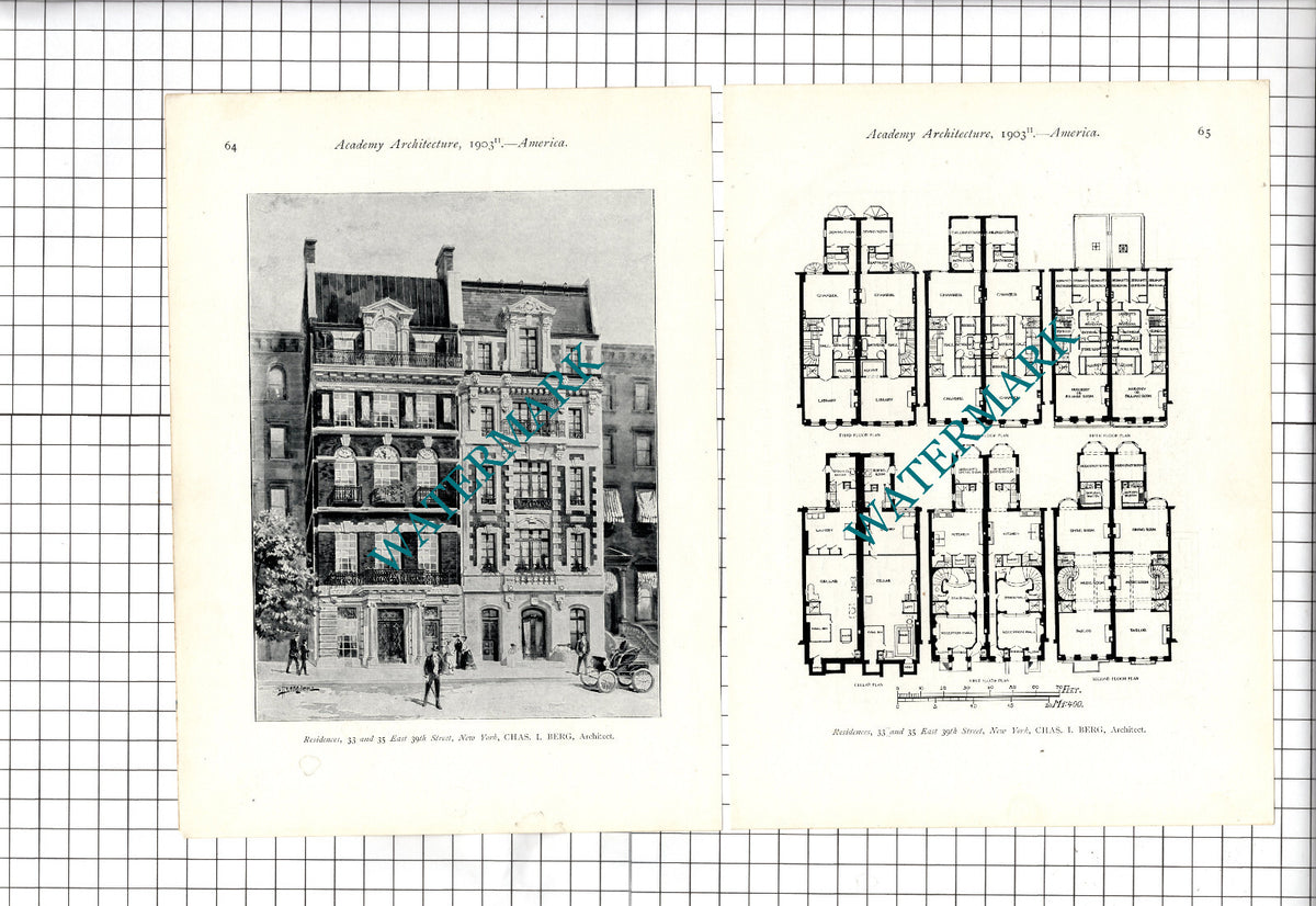 33 35 East 39th Street New York America Chas I Berg Architect -1903 Book Prints
