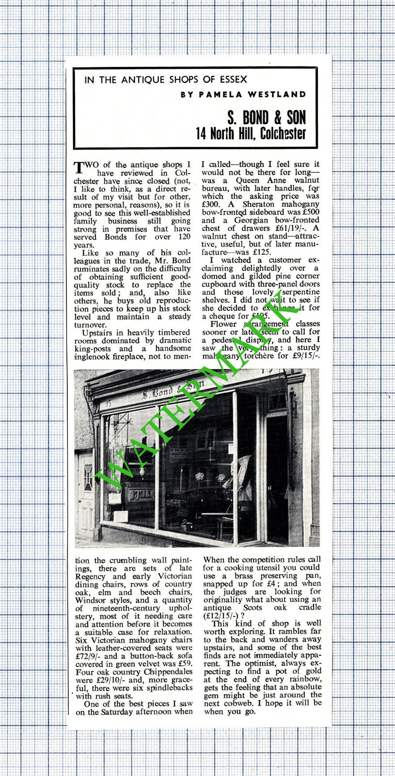 S Bond & Son Colchester Essex - 1969 Cutting / Print