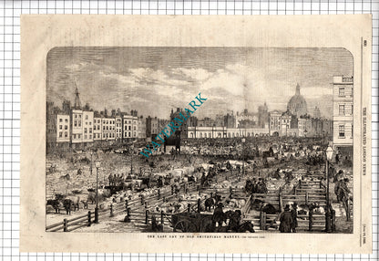 Old Smithfield Market London Last Day - 1855 Print / Article