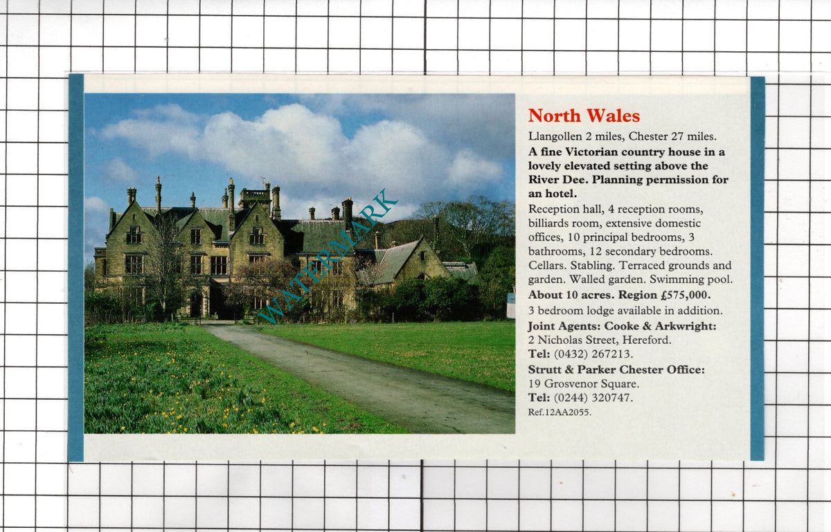 Llangollen North Wales House Sale Advert -- 1991 Clipping